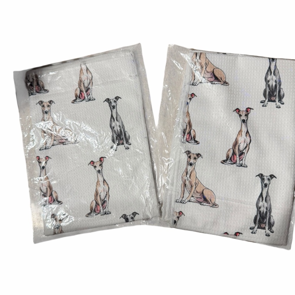 NWT/SET of TWO/DOG LOVERS/Greyhound Kitchen/Tea Towels/W-16 X L-24 Inches - Picture 3 of 9